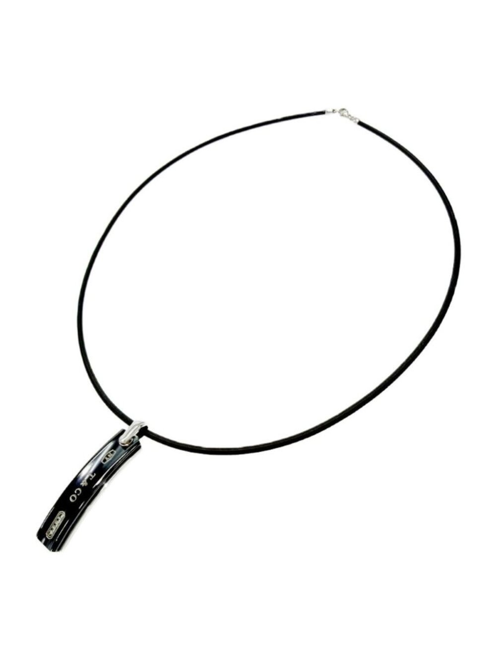 Tiffany & Co Silver Titanium 1837 Bar Necklace Black 925 Ti Stamp